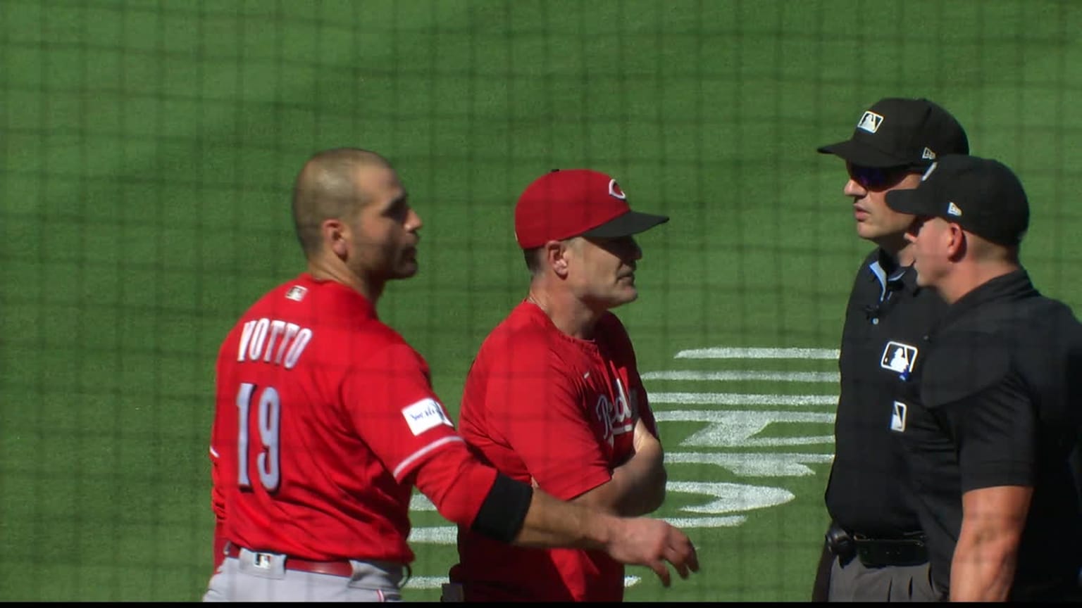 Cincinnati Reds' Joey Votto gets ejected during fan's first game