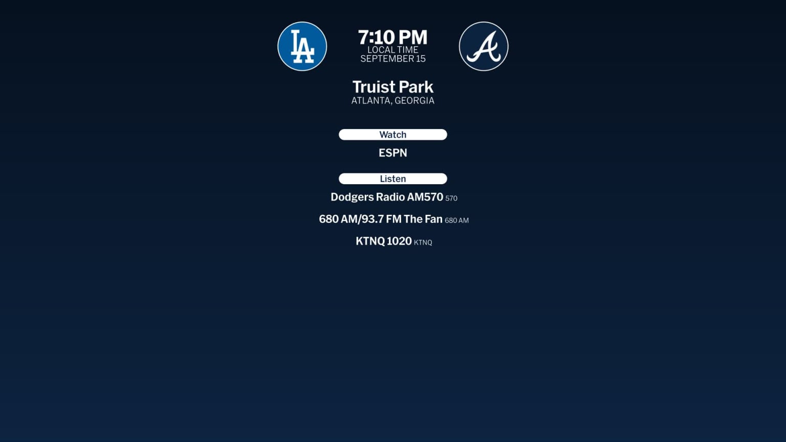 Dodgers at Braves September 15 2024: Tune In 09/14/2024 MLB com