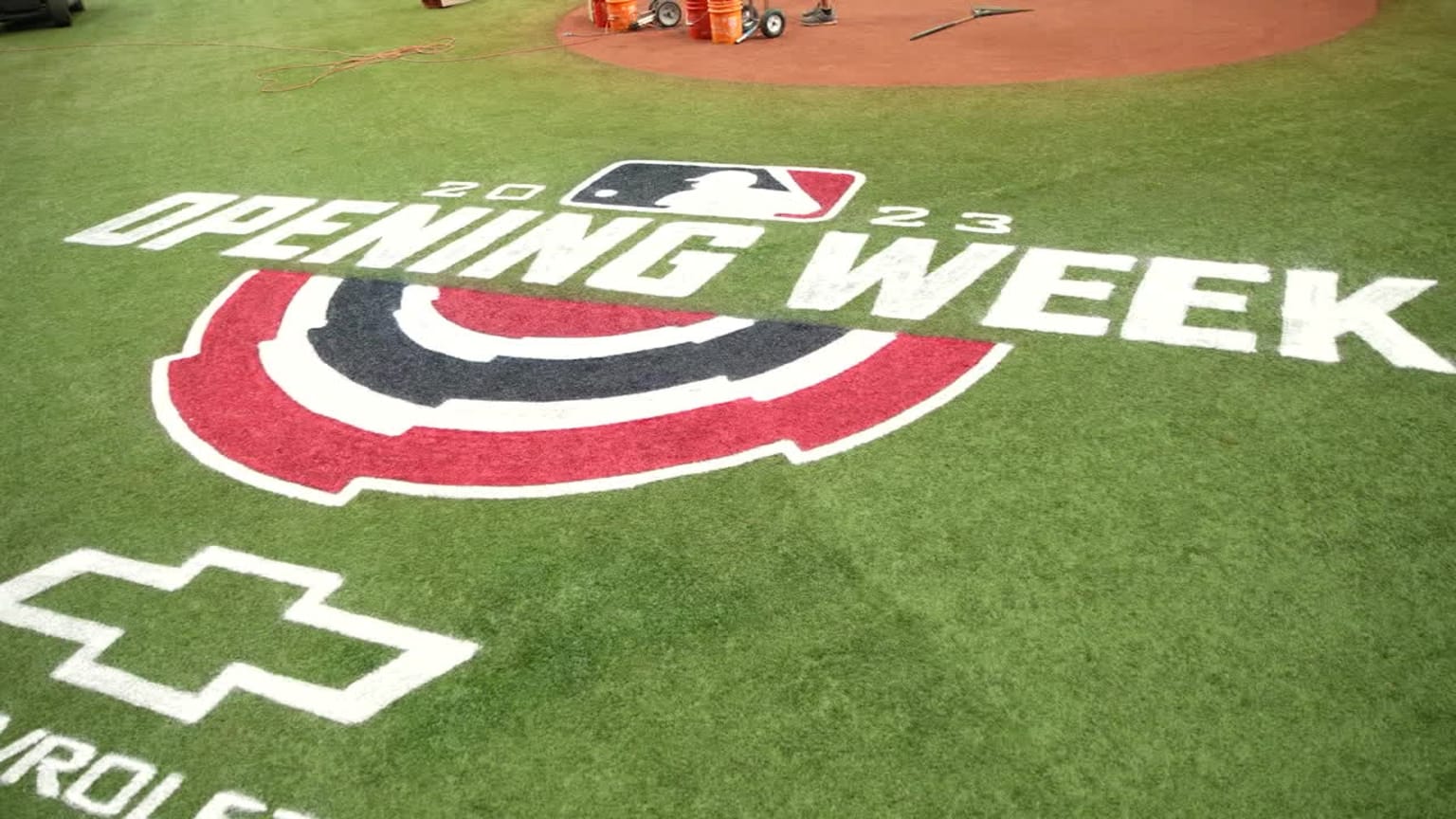 Rays paint field for Opening Day 03/29/2023 Tampa Bay Rays