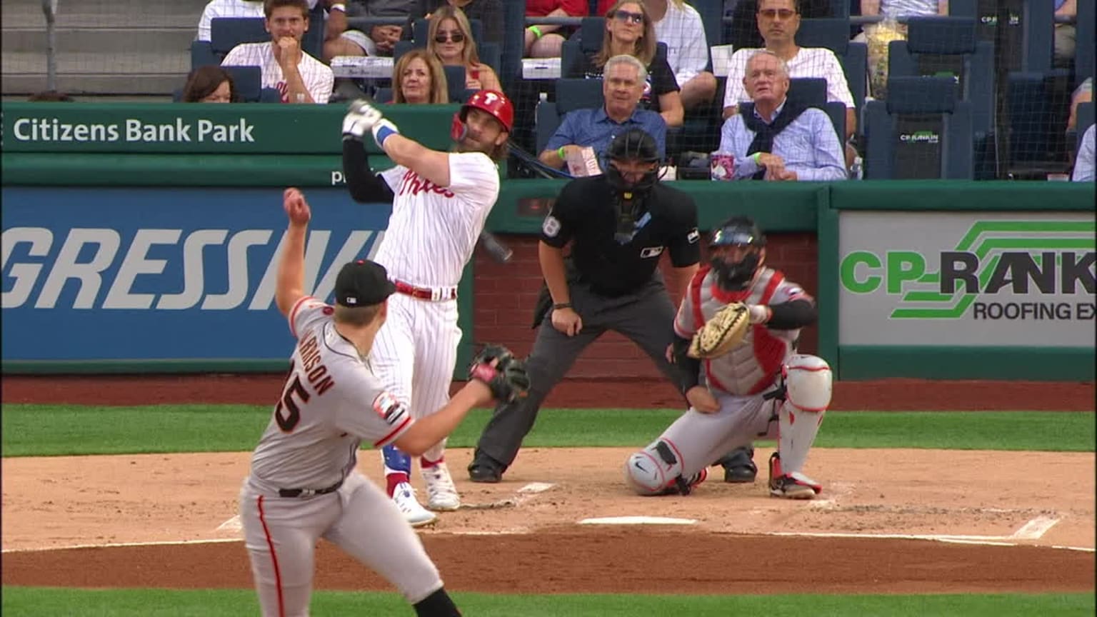 Phillies fans watch Bryce Harper homer from ballpark roof