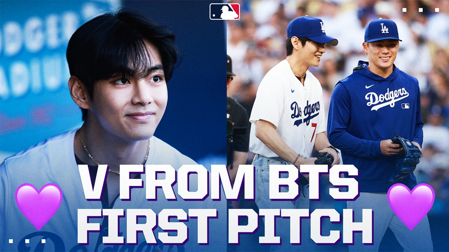 V from BTS throws out the first pitch in LA | 08/25/2025 | Los