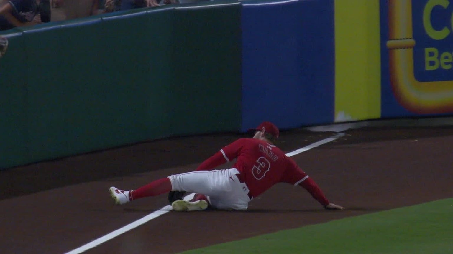 Taylor Ward makes unique sliding catch after review | 08/17/2024 | Los ...