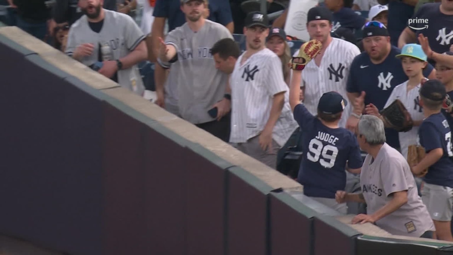 Austin Wells hits a double on fan interference 05/08/2024 New York