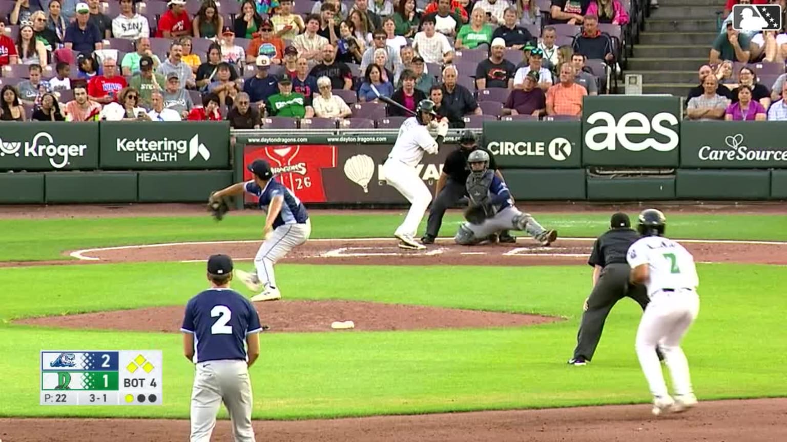 Carlos Sanchez triples (4) on a sharp line drive to right fielder ...