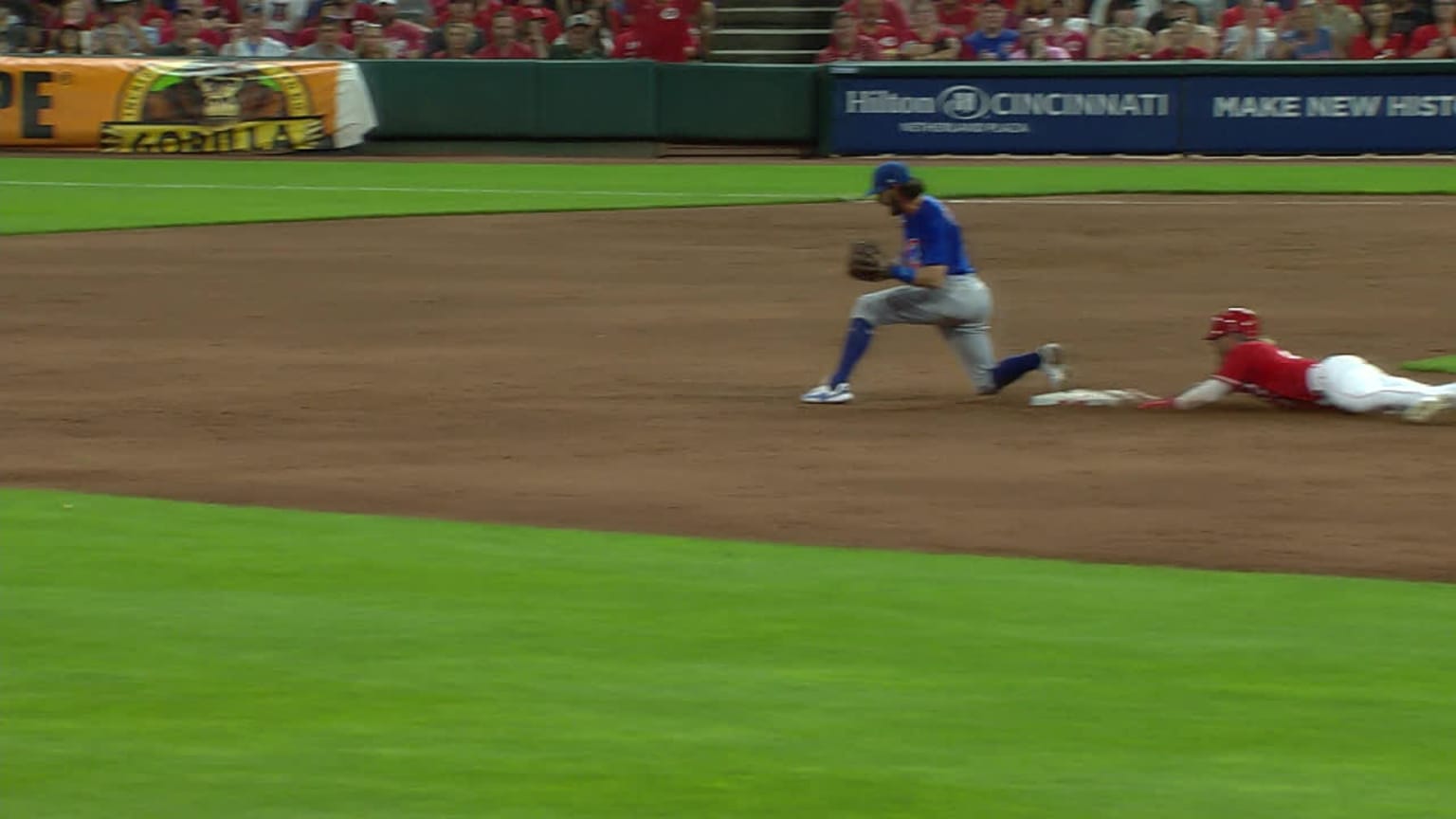 Nico Hoerner nabs Jake Fraley at second after review | 09/02/2023 ...