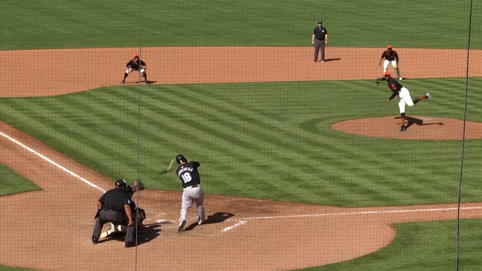 Mike Moustakas lines an RBI single to left field 03/10/2024