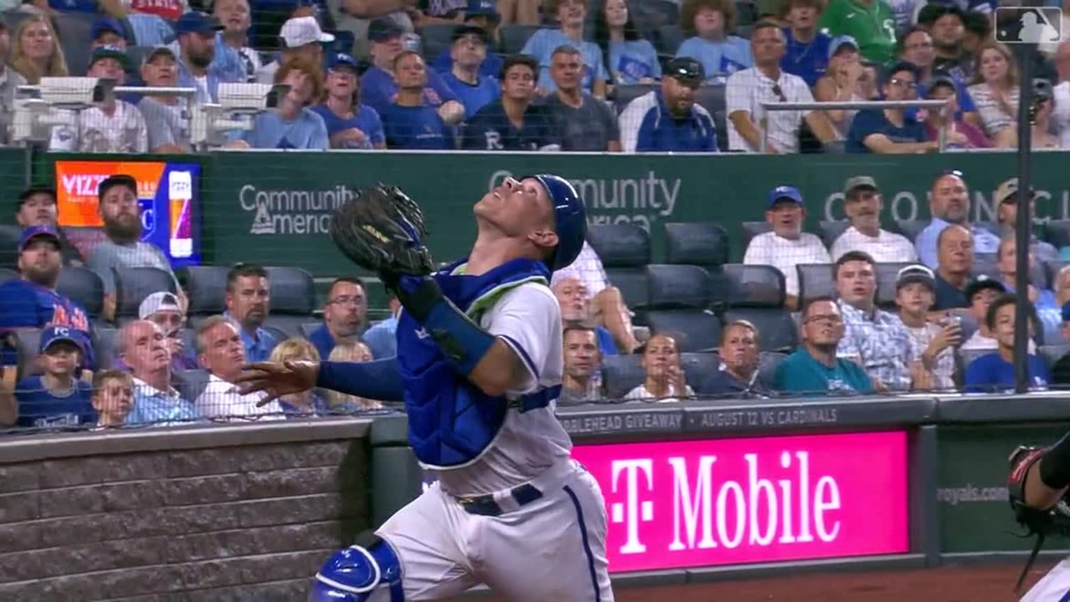 Freddy Fermin of the Kansas City Royals celebrates after his walk