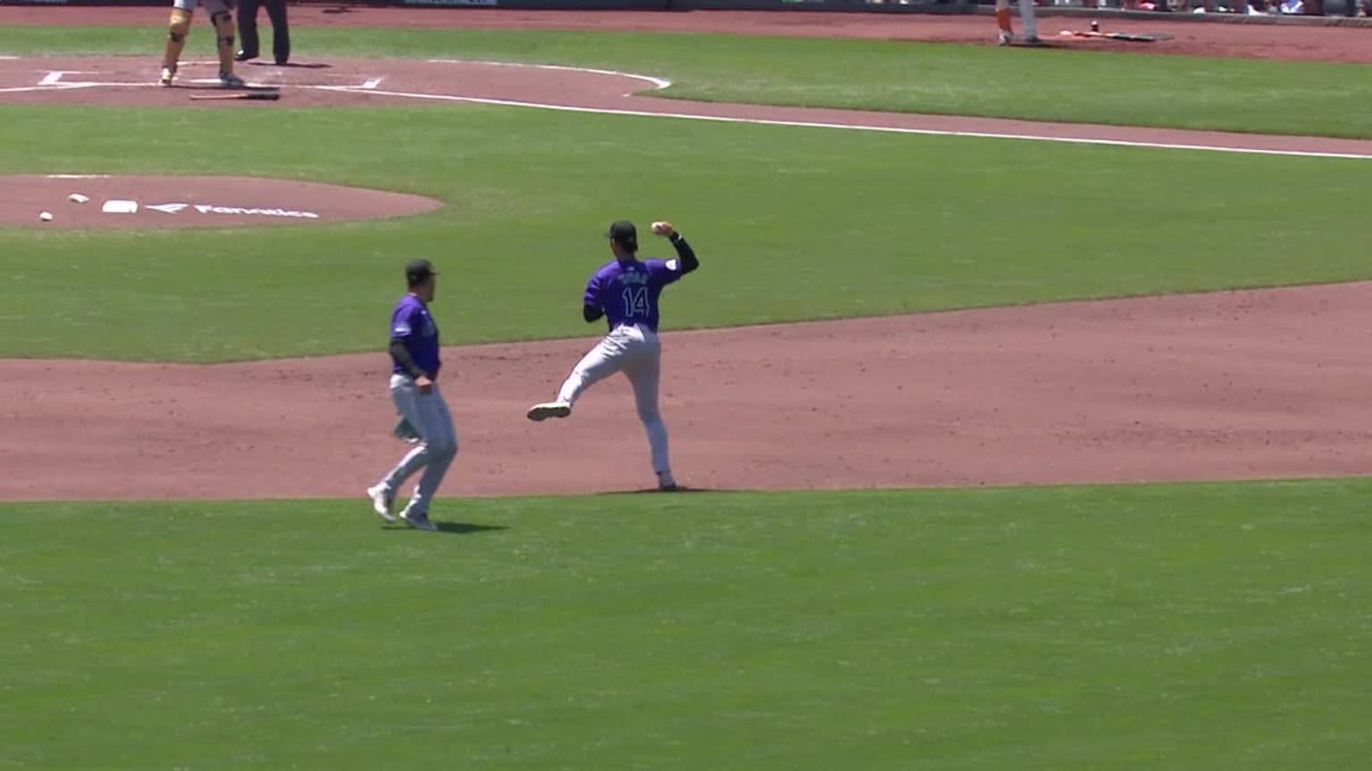 Ezequiel Tovar's nice throw 05/18/2024 Colorado Rockies