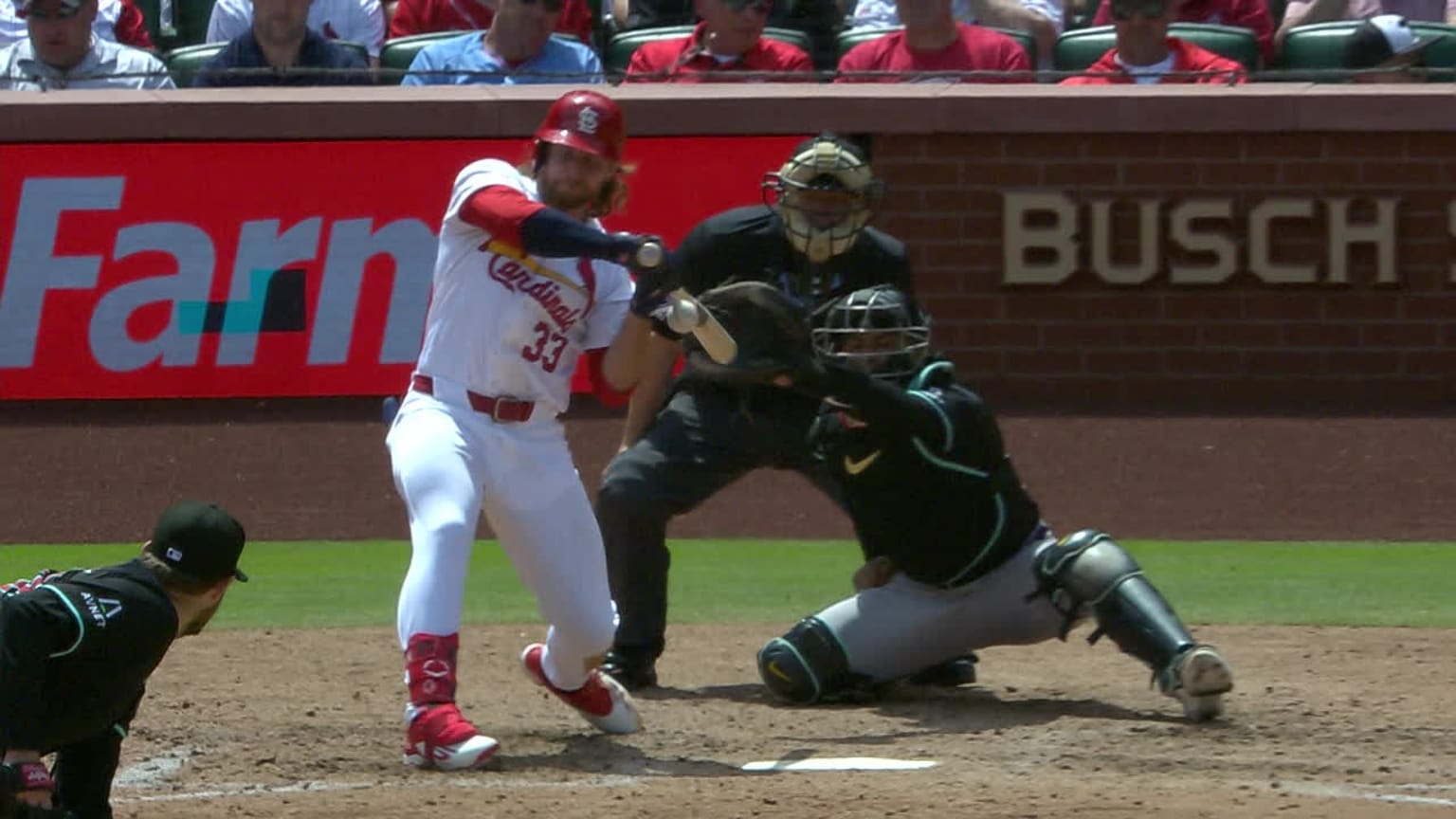 Brendan Donovan hits foul ball after review 04/24/2024 St Louis
