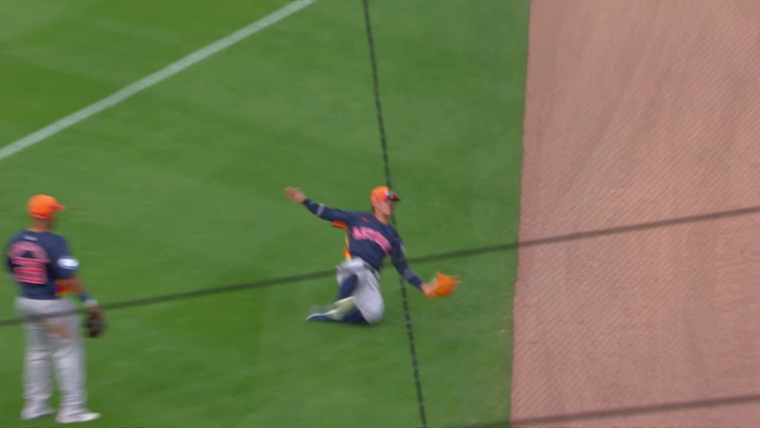 Kenedy Corona makes a sliding grab in foul territory | 03/03/2024 | MLB.com