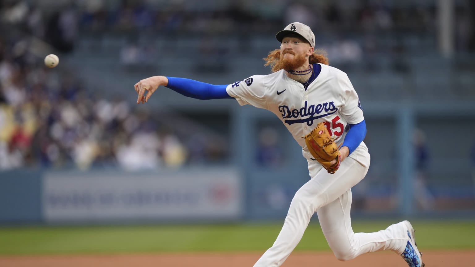 Dustin May fans Zach Neto 05/16/2025 Los Angeles Dodgers