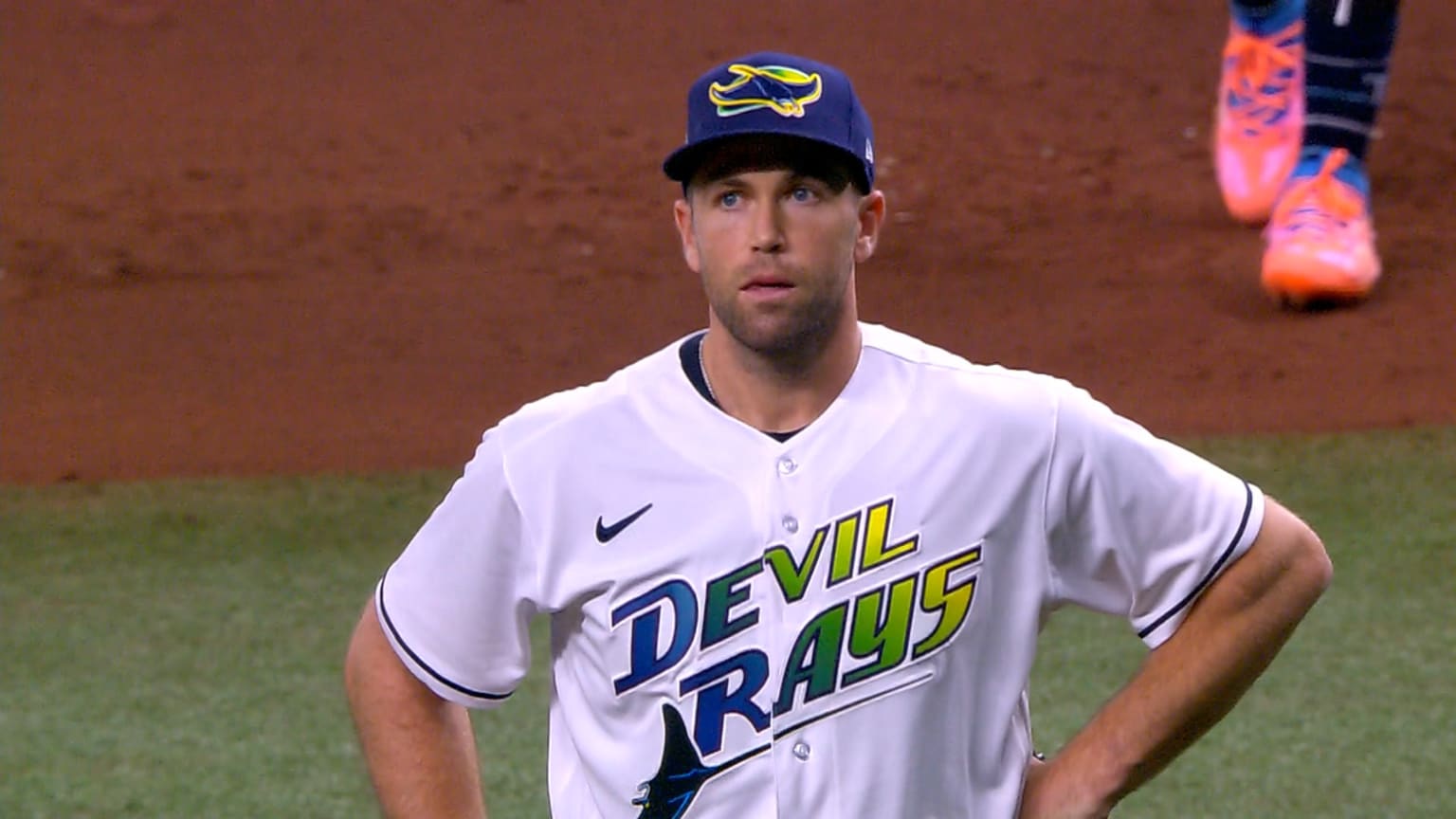 St. Petersburg, United States. 23rd Apr, 2022. St. Petersburg, FL. USA;  Tampa Bay Rays relief pitcher Jason Adam (47) delivers a pitch during a  major league baseball game against the Boston Red