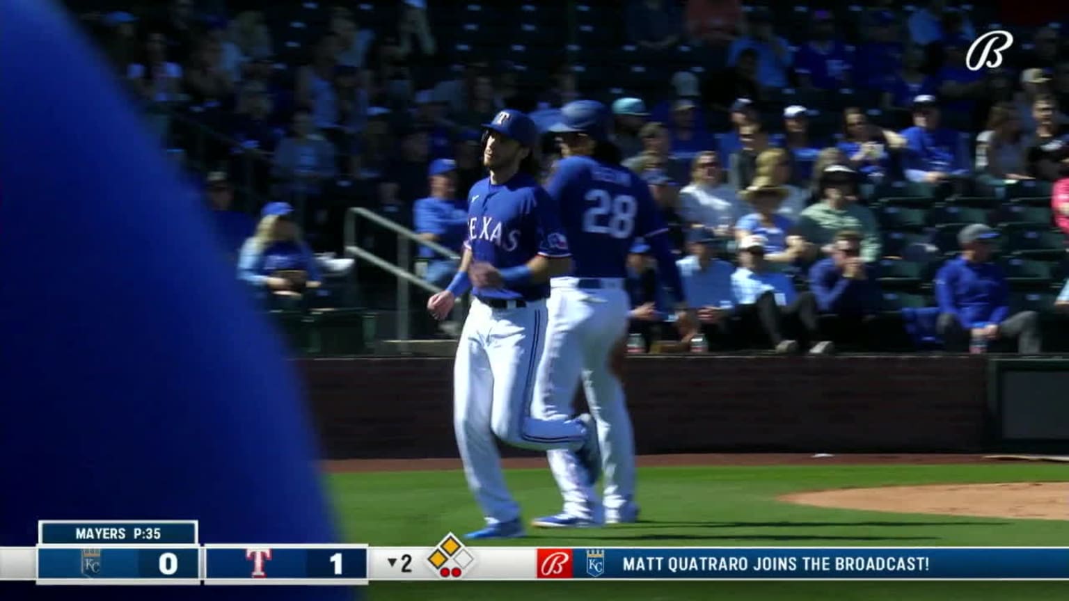 Bubba Thompson knocks in two runs with a double | 02/25/2023 | Texas ...