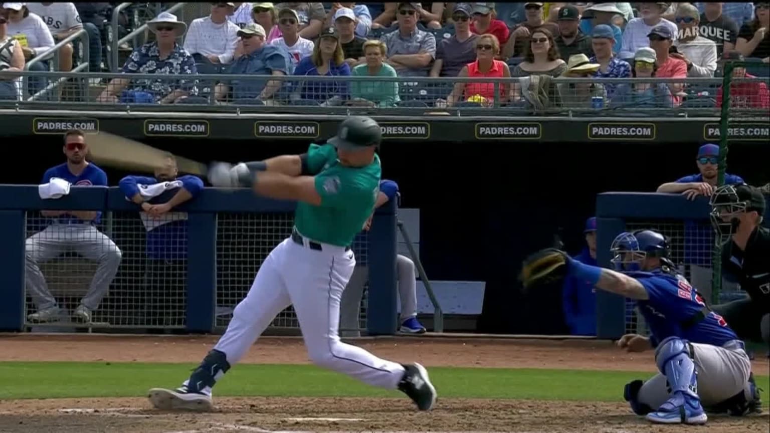 Cal Raleigh hits an RBI double to left field | 03/06/2023 | Seattle ...