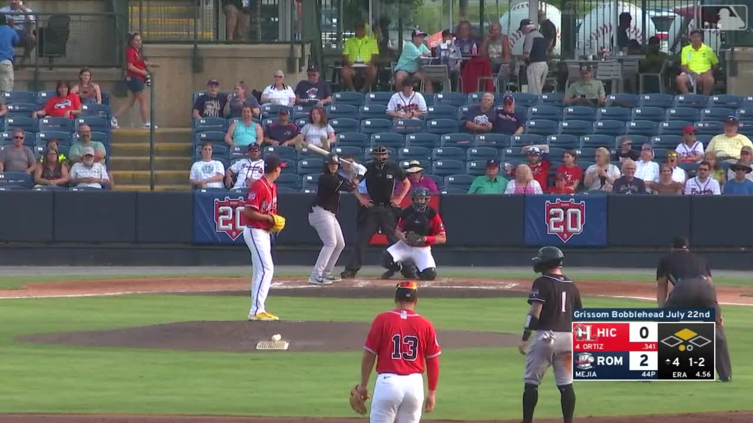 Abimelec Ortiz hits a pair of homers for Hickory 07/20/2023