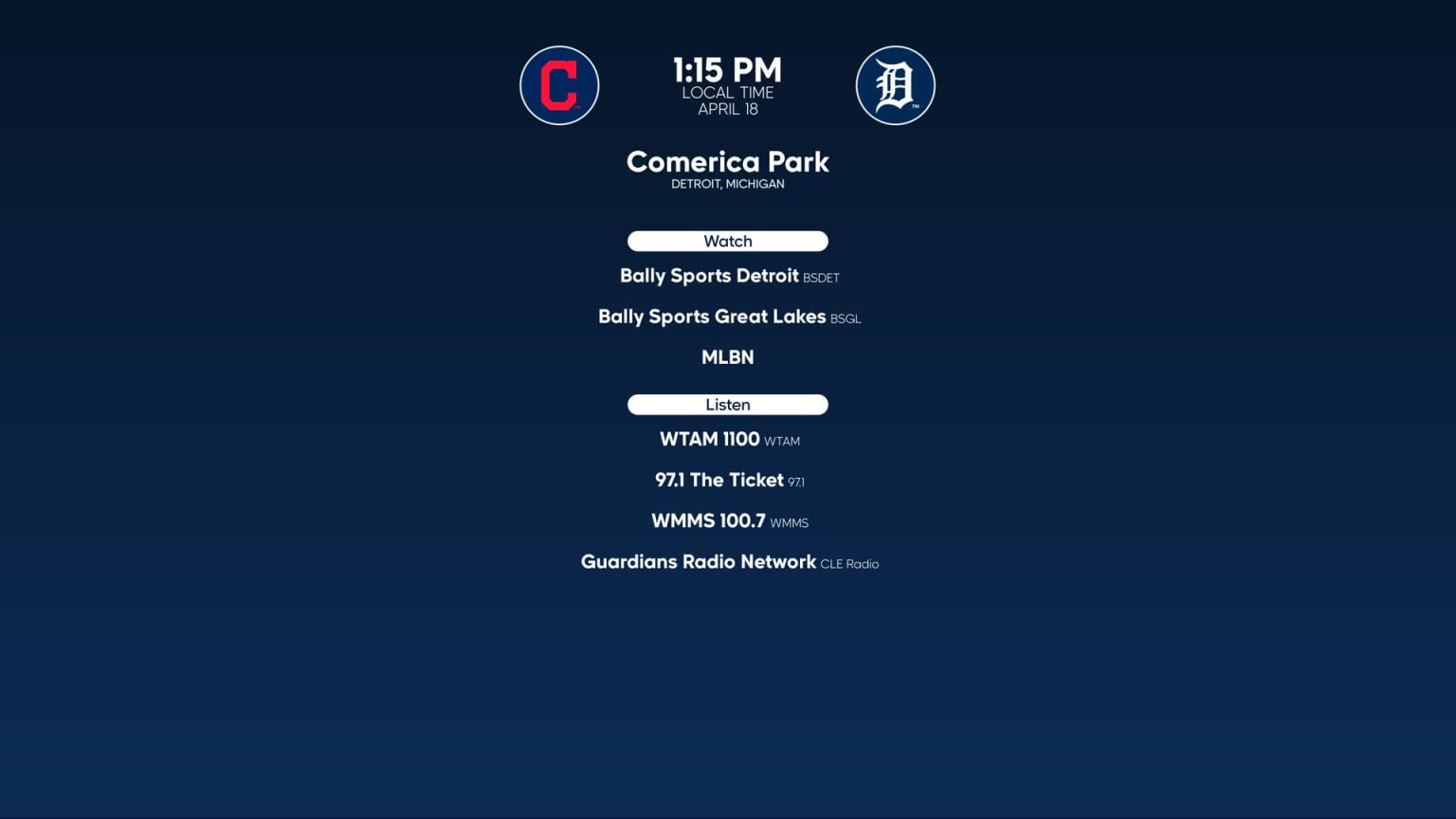 Guardians at Tigers - April 17, 2023: Tune In | 04/16/2023 | MLB.com