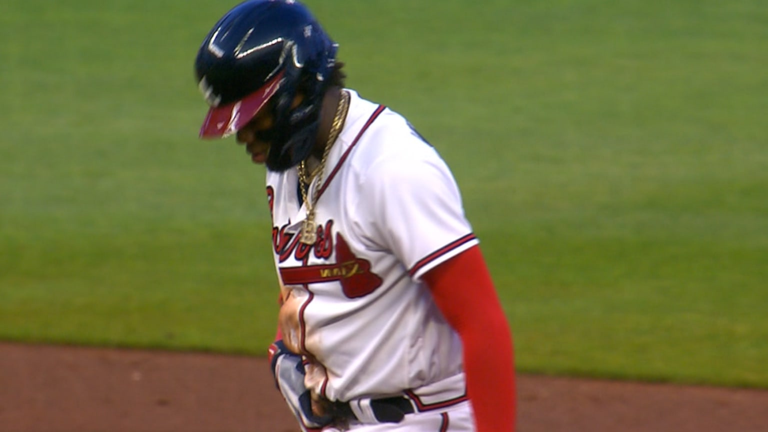 Ronald Acuña Jr. steals second 04/12/2023 Atlanta Braves