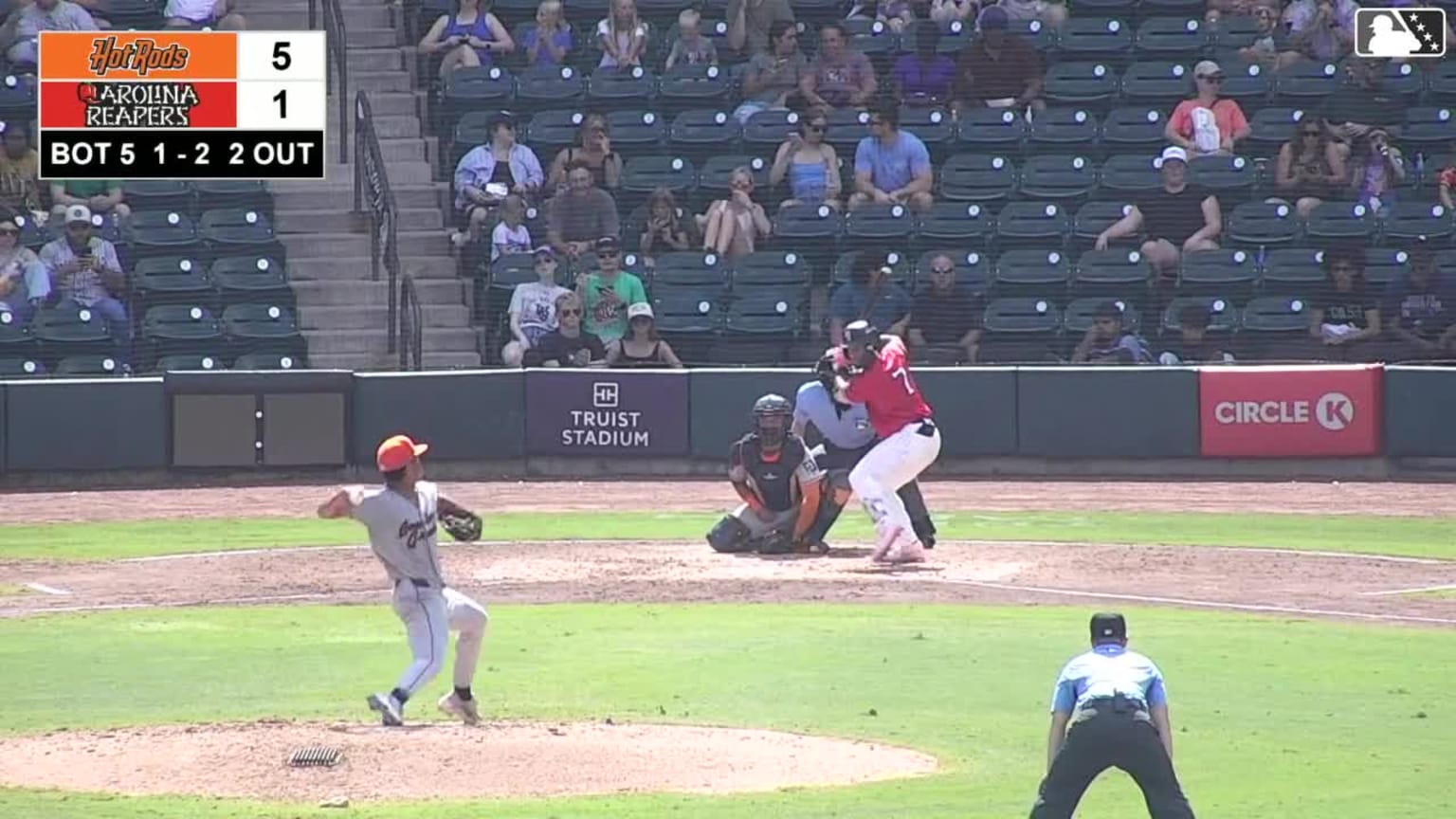 Javier Mogollon singles on a sharp line drive to center fielder Brendan ...