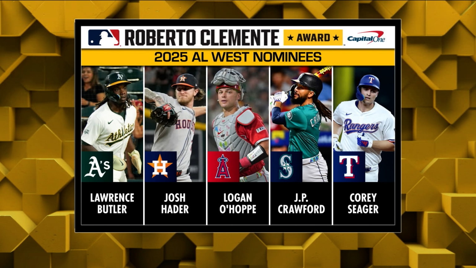 AL West nominees for 2025 Roberto Clemente Award | 09/15/2025 | MLB.com