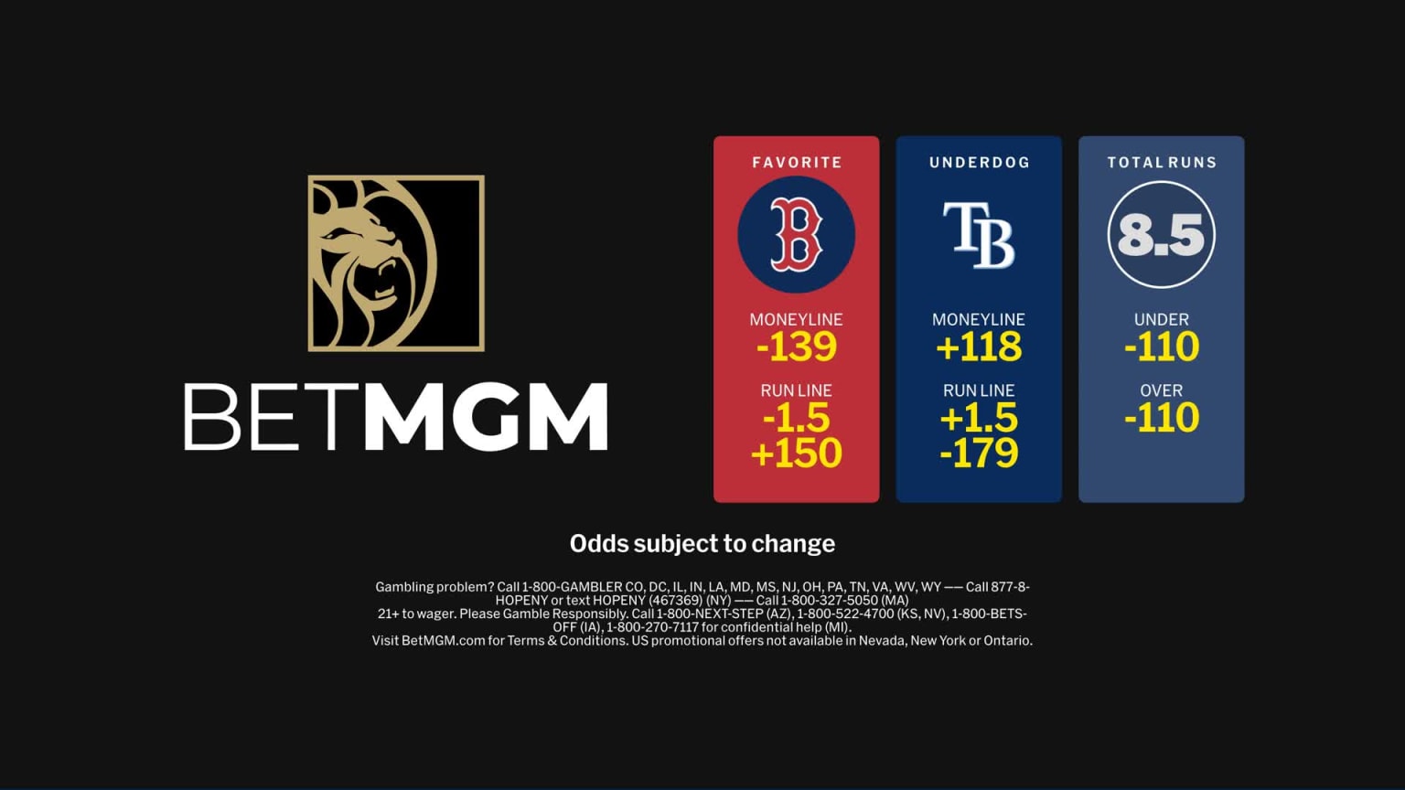 Rays at Red Sox - May 8, 2026: MGM Odds | 05/07/2026 | MLB.com