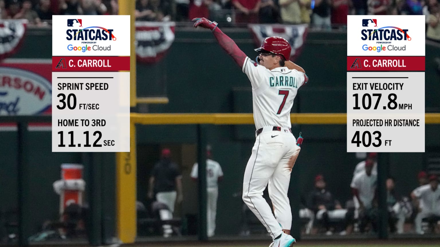 Corbin Carroll triples, hits 107.8 mph home run | 03/30/2026 | Arizona ...