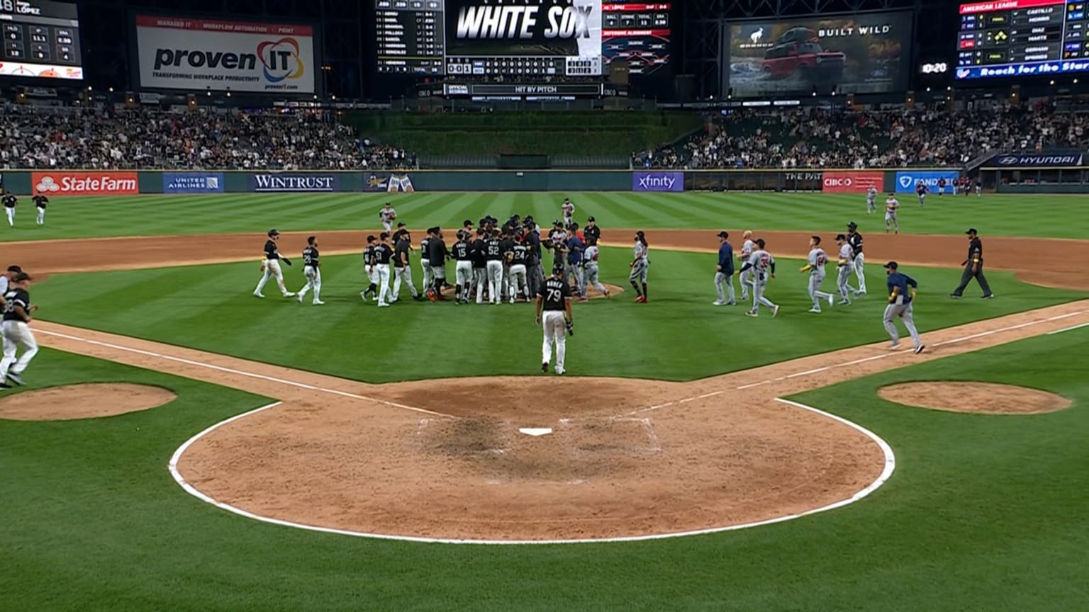 Benches clear after Vaughn HBP 09/02/2022 Chicago White Sox