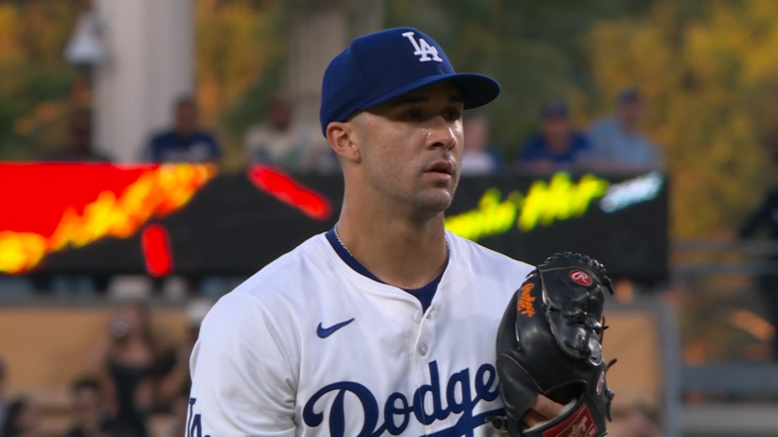 Jack Flaherty fans Luke Raley to start the game 08/21/2024 Los