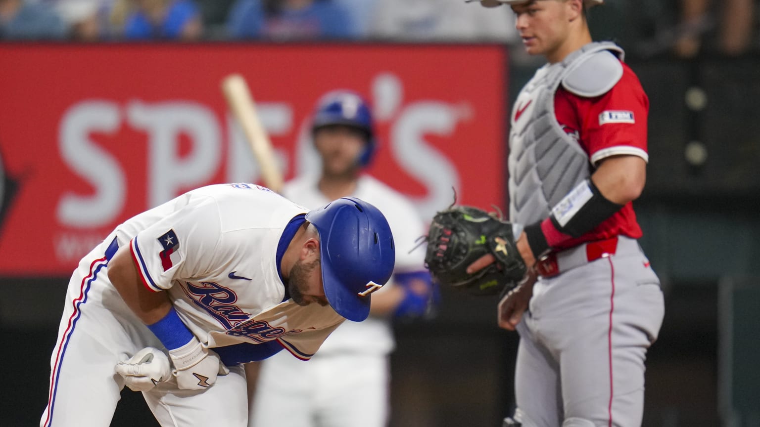Jake Burger gets hit by a pitch, stays in game | 04/17/2025 | Texas Rangers