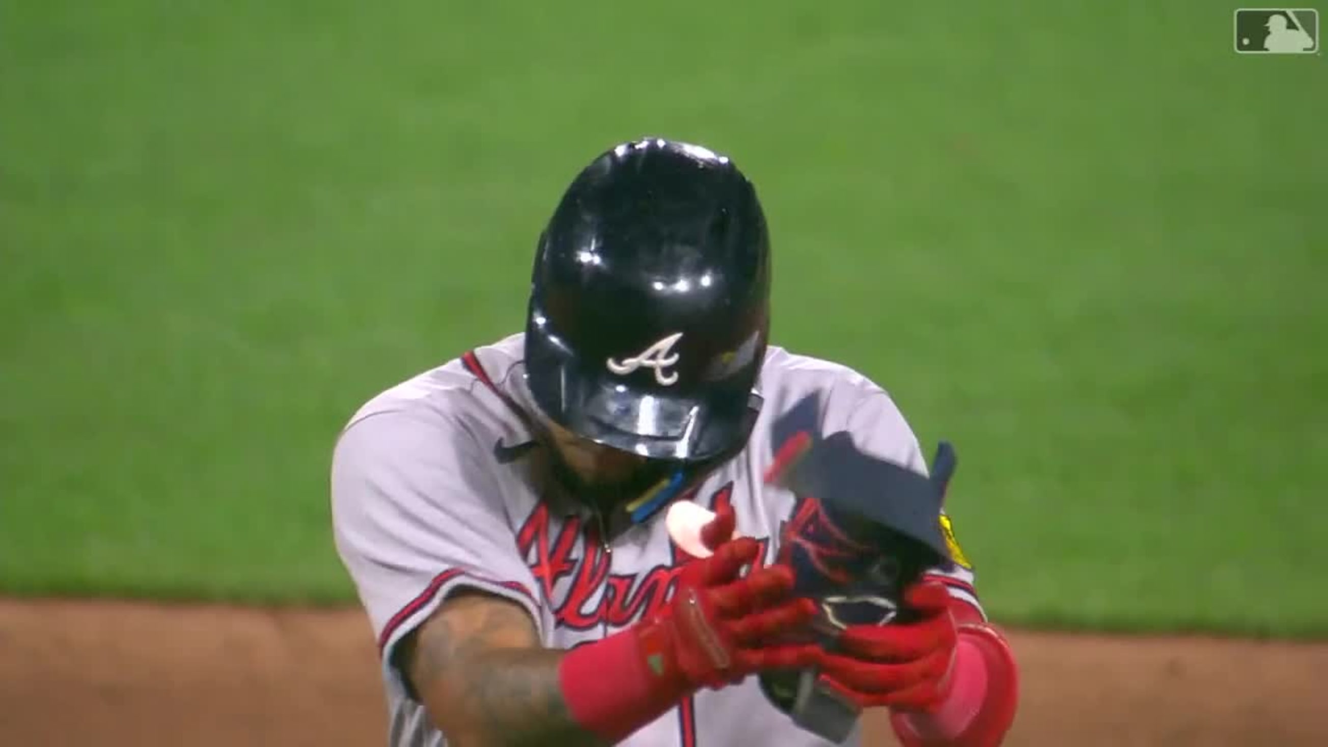 Atlanta Braves shortstop Orlando Arcia throws to first for a double play in  the second inning of a baseball game against the Colorado Rockies, Sunday,  June 18, 2023, in Atlanta. (AP Photo/Butch