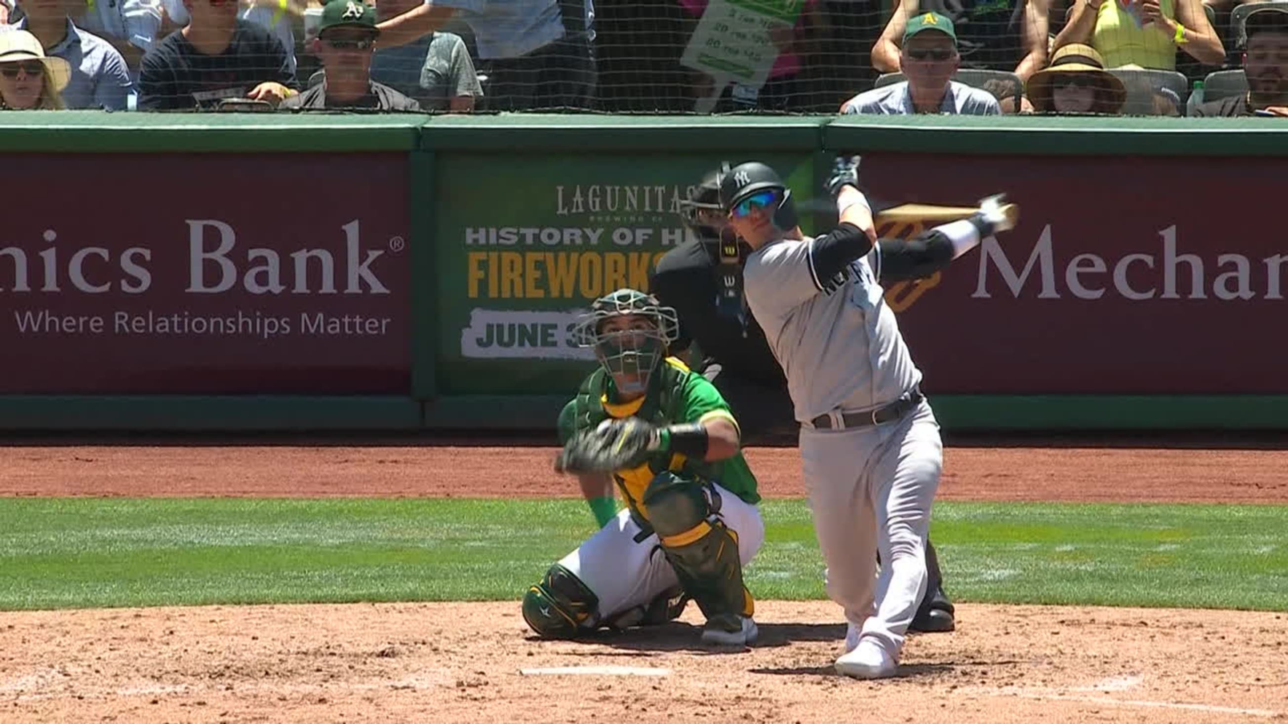 Oakland Athletics' Josh Donaldson gets hit by a pitch from Los