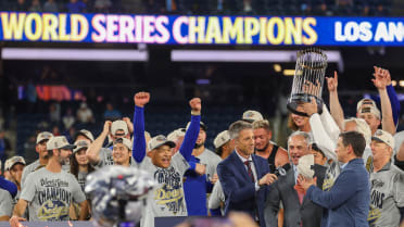 Dodgers organization receives World Series trophy