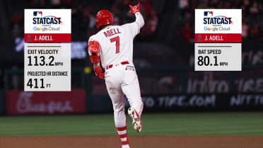 Jo Adell drives a 411-ft. home run