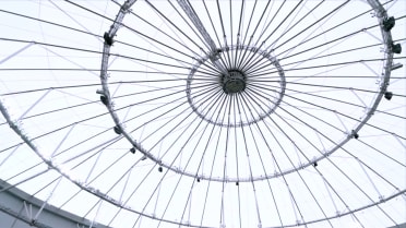 Two straight foul balls hit Tropicana Field catwalks