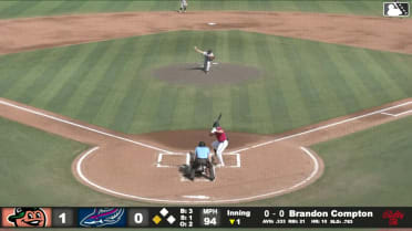 Brandon Compton doubles (2) on a sharp line drive to right fielder Matt Scannell. Brendan Jones scores.