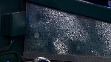 Alejandro Kirk smashes glass with bat