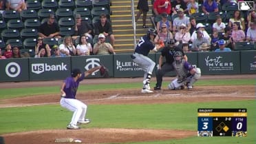Bryce Rainer doubles (3) on a fly ball to center fielder Yasser Mercedes. Anibal Salas scores.