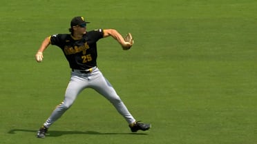 Billy Cook throws out Chase DeLauter at the plate