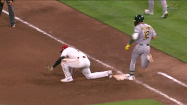 Alika Williams safe at first after review