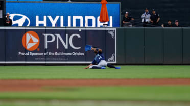 Julio Rodríguez's second sliding catch of the game