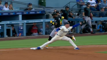 Dodgers get the out at first after review