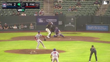 Ethan Holliday singles on a line drive to right fielder Bobby Blandford. Roldy Brito scores.