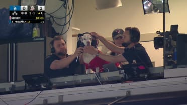 Pablo the dog joins Nationals' booth