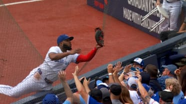 Vladimir Guerrero Jr. makes the catch after review
