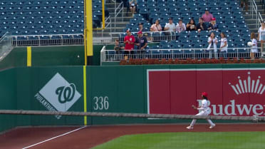 Connor Norby hits a foul ball after review