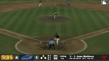 Juan Matheus singles on a line drive to center fielder Austin Overn. Cristian Hernández scores.