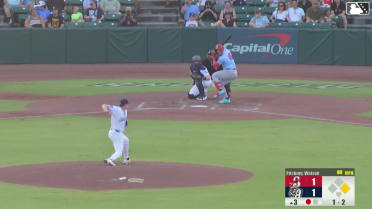 Deniel Ortiz doubles (7) on a line drive to left fielder Jake Cunningham. Ryan Campos scores.