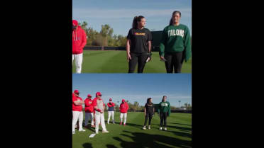 AUSL's Bri Ellis and Devyn Netz at Angels camp 