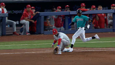 Esteury Ruiz is out at first after a review