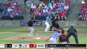 Eli Willits singles on a ground ball to right fielder Stiven Martinez. Jack Moroknek scores. Nick Hollifield to 3rd.