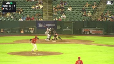 Edgar Montero doubles (14) on a line drive to center fielder Cristian Arguelles. Alex Hernandez scores.